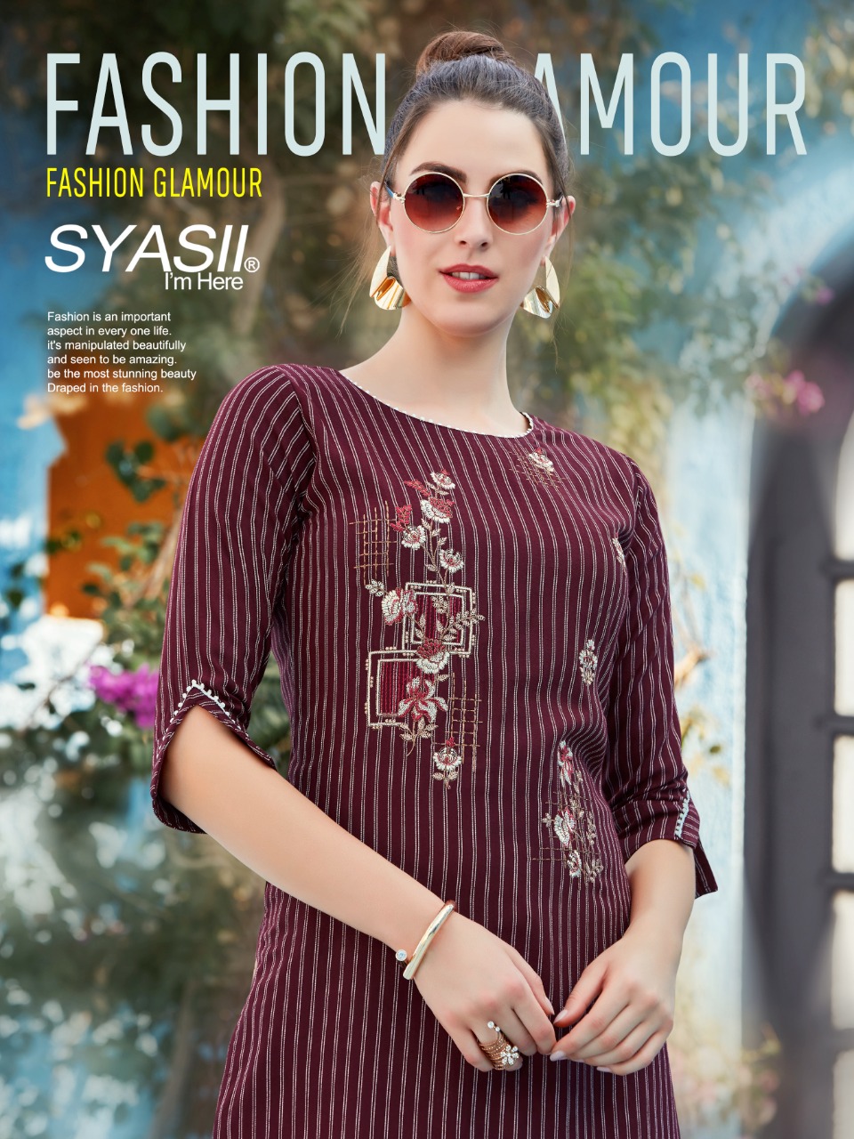 syasii Fashion Glamour viscose rayon western style kurti with pant catalog