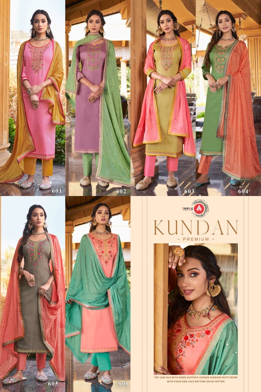 triple aaa kundan premium jam silk innovative style salwar suit catalog