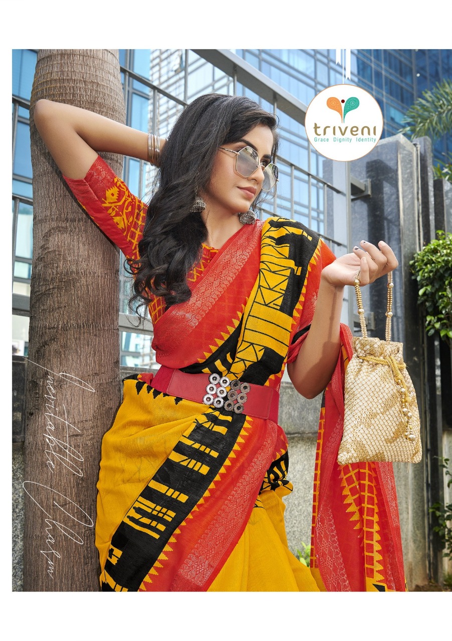 triveni sarees howrah bridge cotton exclusive print saree catalog