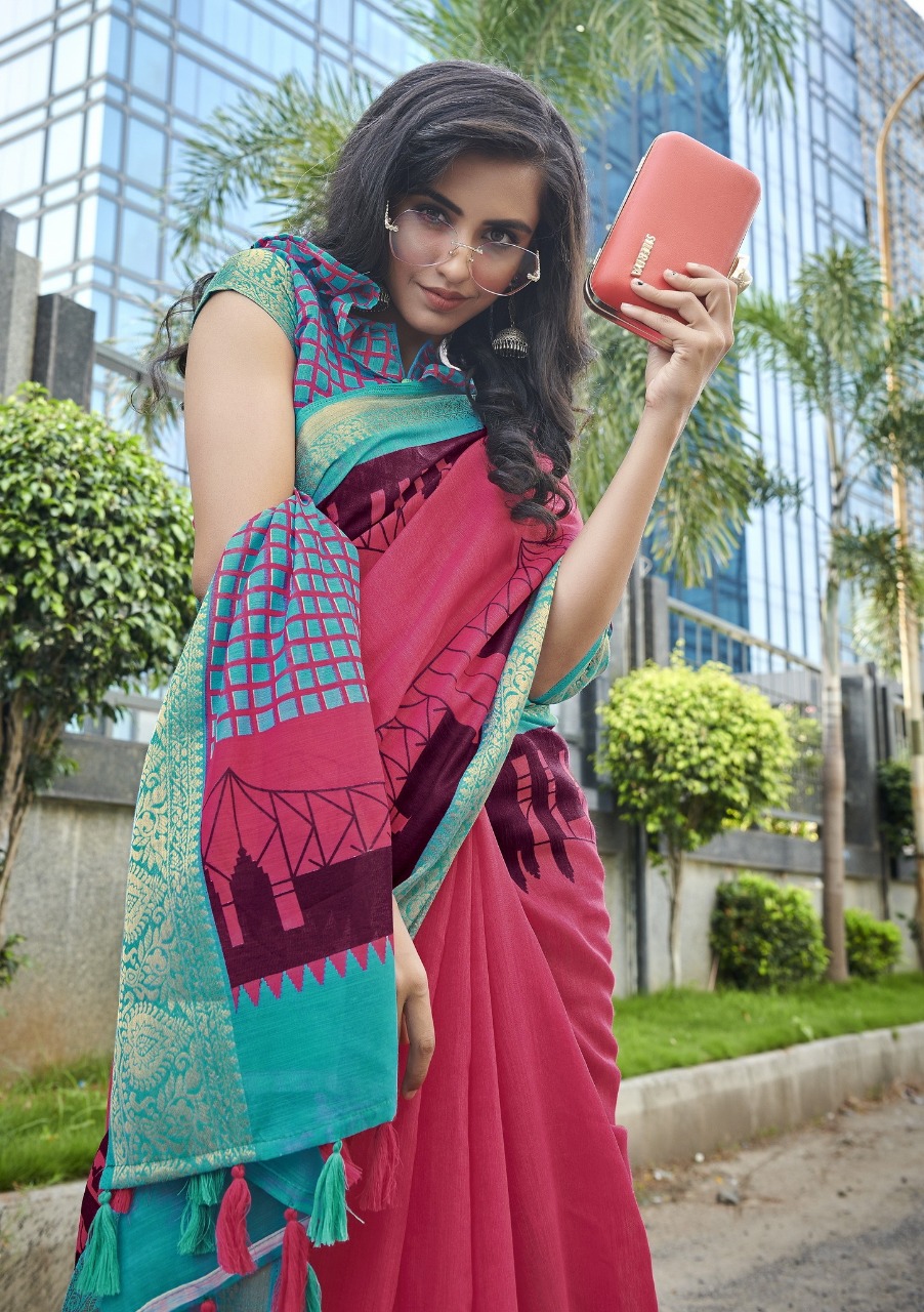 triveni sarees howrah bridge cotton exclusive print saree catalog