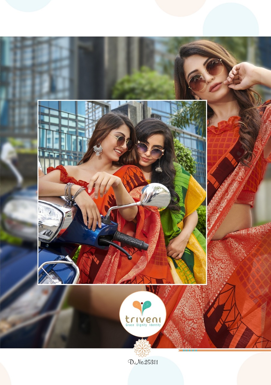 triveni sarees howrah bridge cotton exclusive print saree catalog