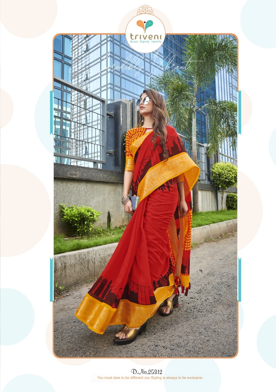 triveni sarees howrah bridge cotton exclusive print saree catalog