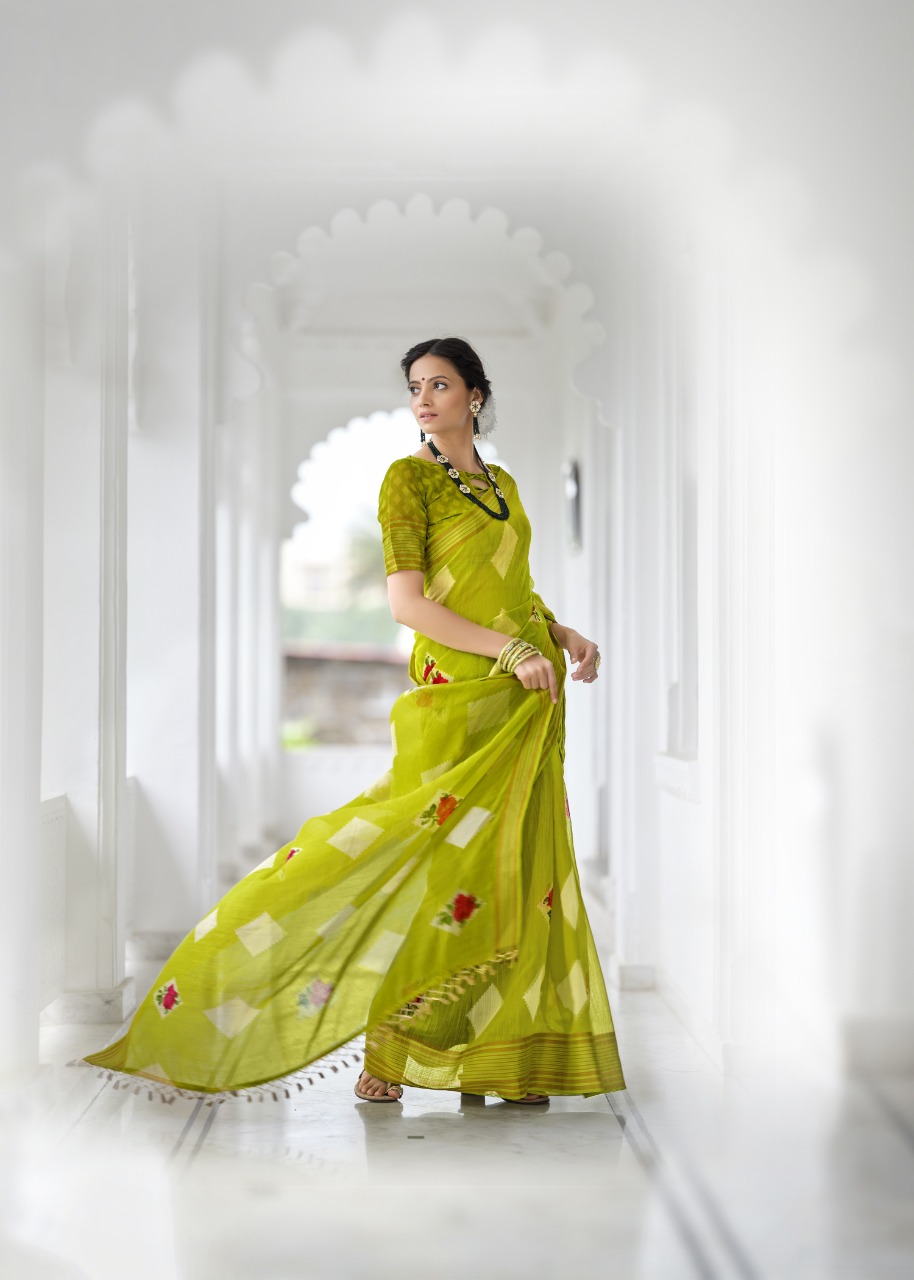 triveni sarees rangun cotton gorgeous look saree catalog