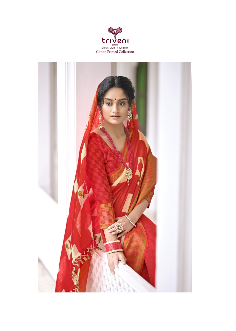 triveni sarees rangun cotton gorgeous look saree catalog