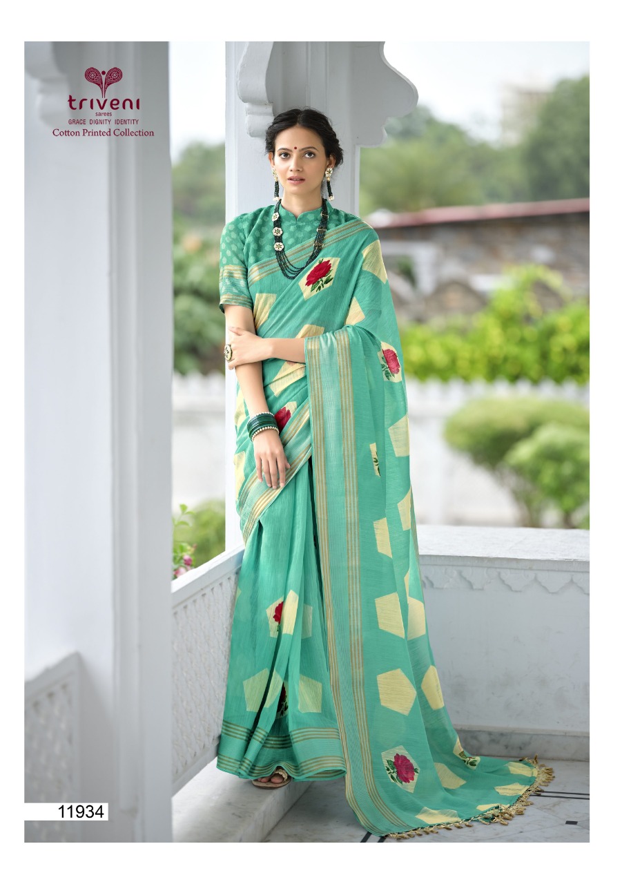 triveni sarees rangun cotton gorgeous look saree catalog