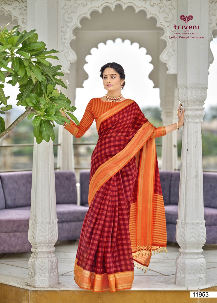 triveni sarees wings cotton exclusive print saree catalog