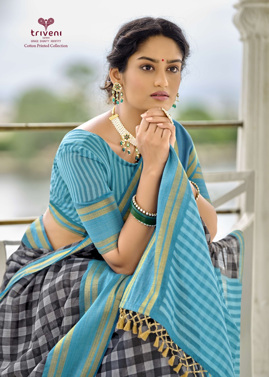 triveni sarees wings cotton exclusive print saree catalog