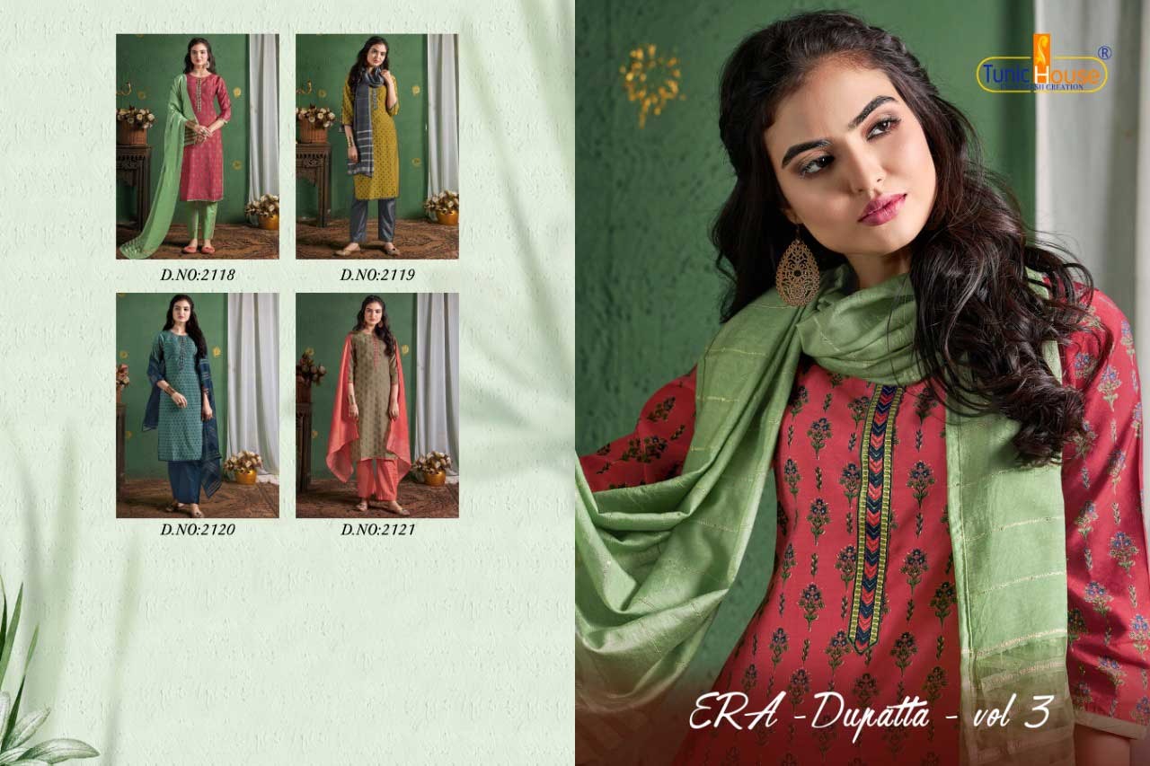 tunic house era vol 3 muslin silk exclusive fabric top bottom with dupatta catalog