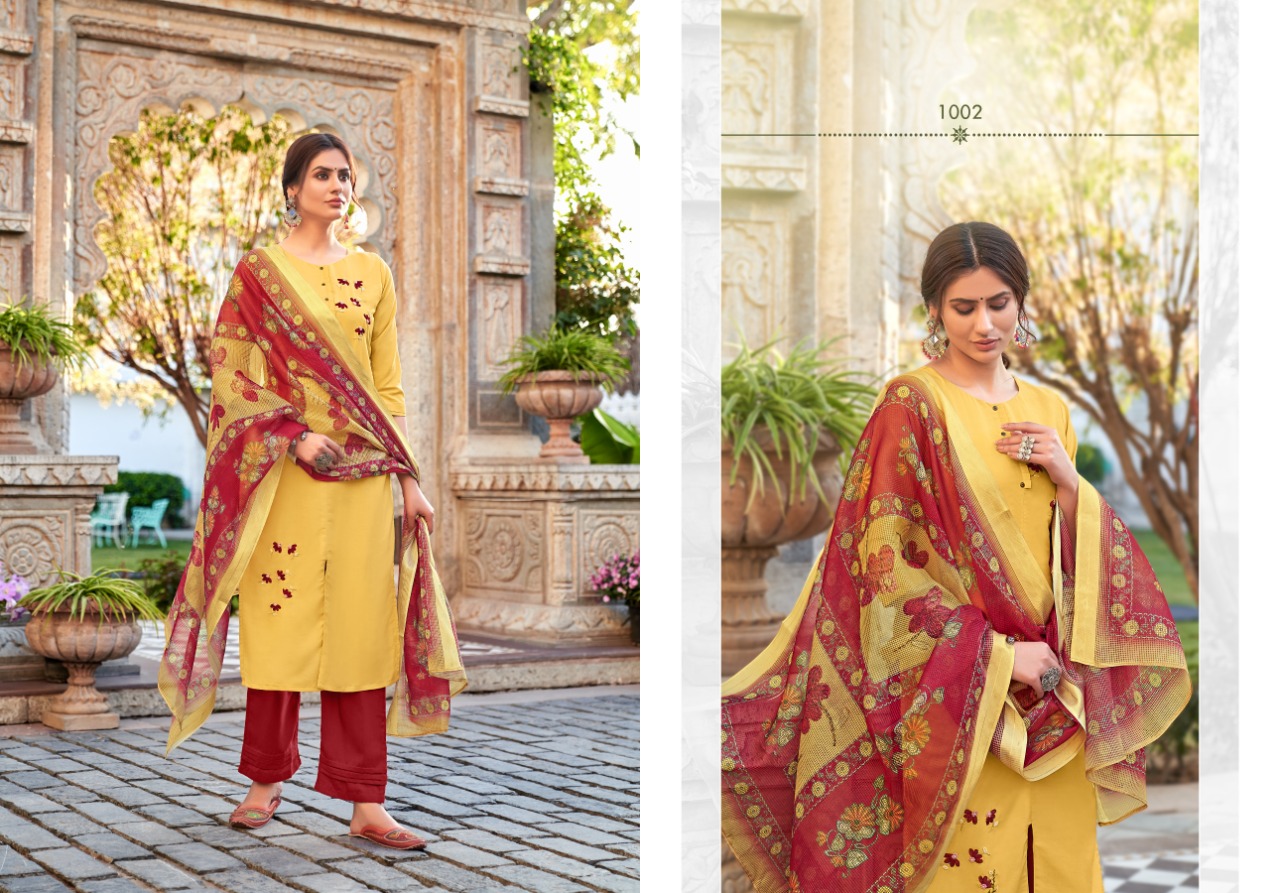 tunic house nayantara muslin silk exclusive pattern top bottom with dupatta catalog