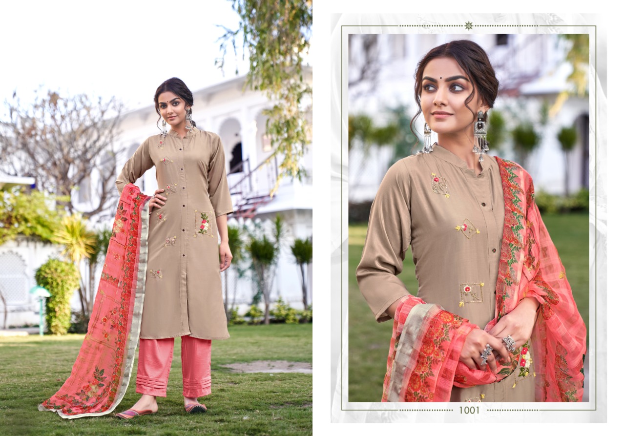 tunic house nayantara muslin silk exclusive pattern top bottom with dupatta catalog