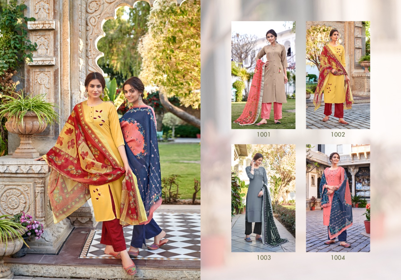 tunic house nayantara muslin silk exclusive pattern top bottom with dupatta catalog
