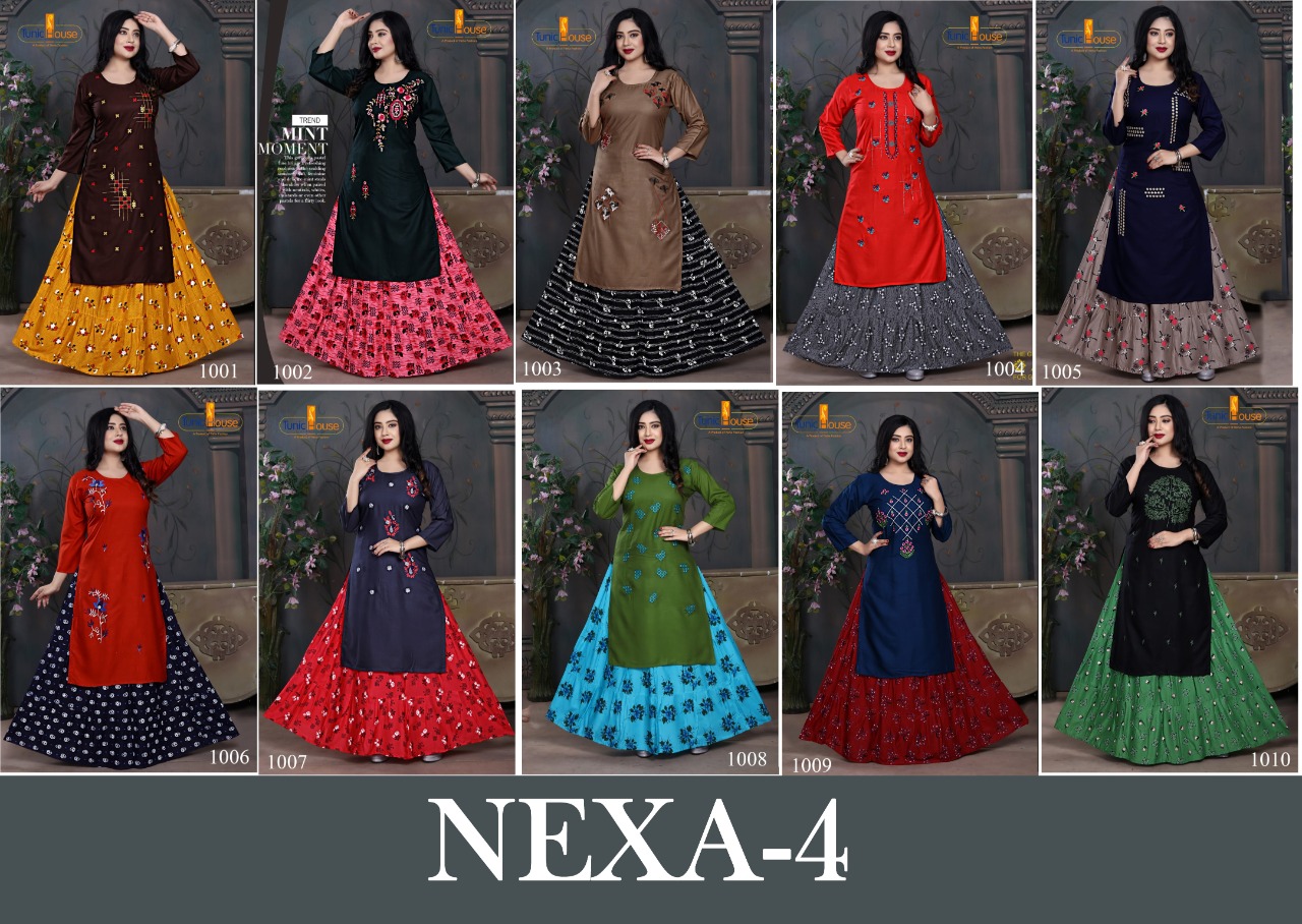 tunic house nexa vol 4 rayon catchy look top with skirt catalog