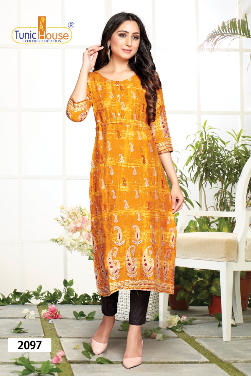 tunic house pracheen super foil 2 viscose rayon  classic trendy look kurti catalog