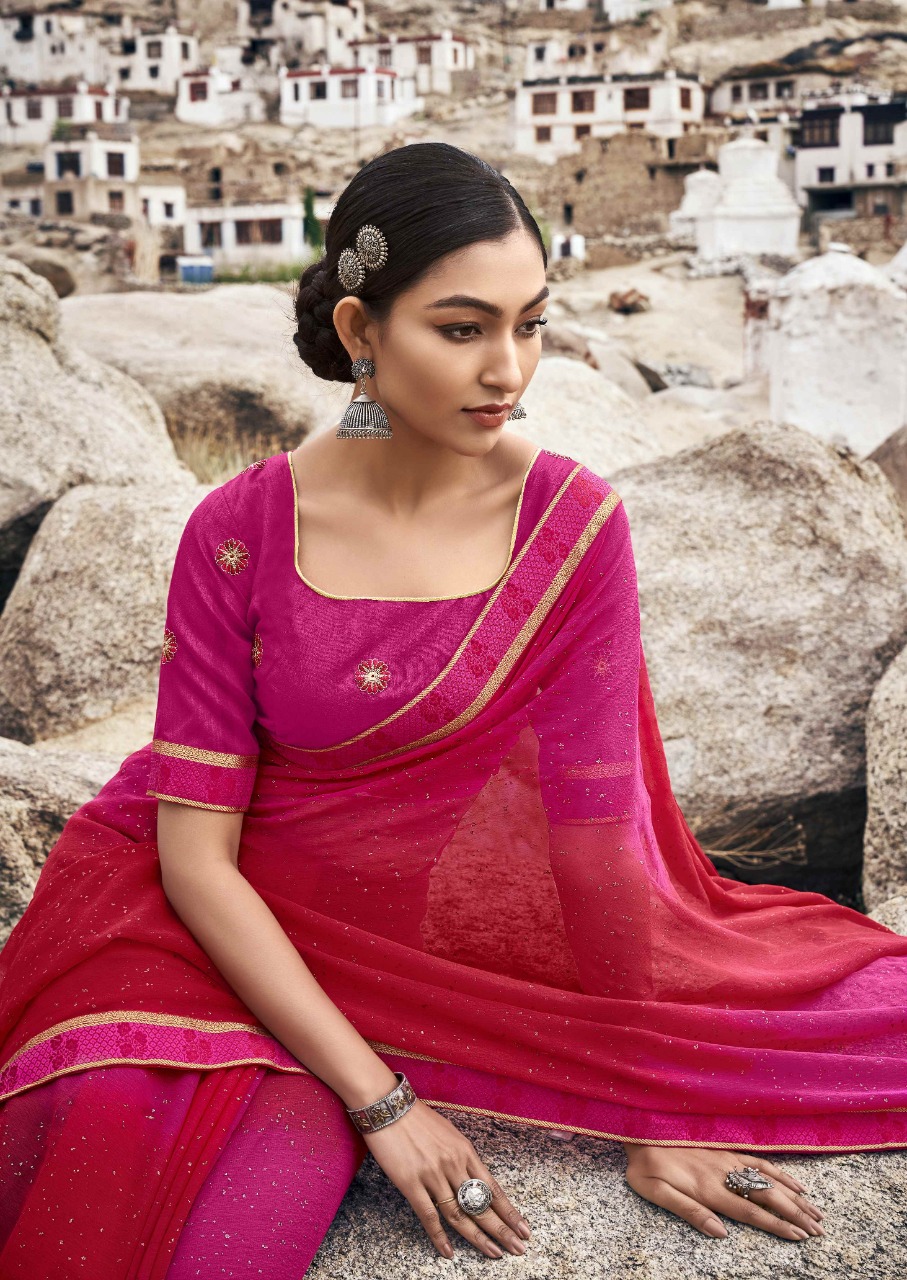 vallabhi prints brinjal georgette exclusive print saree catalog