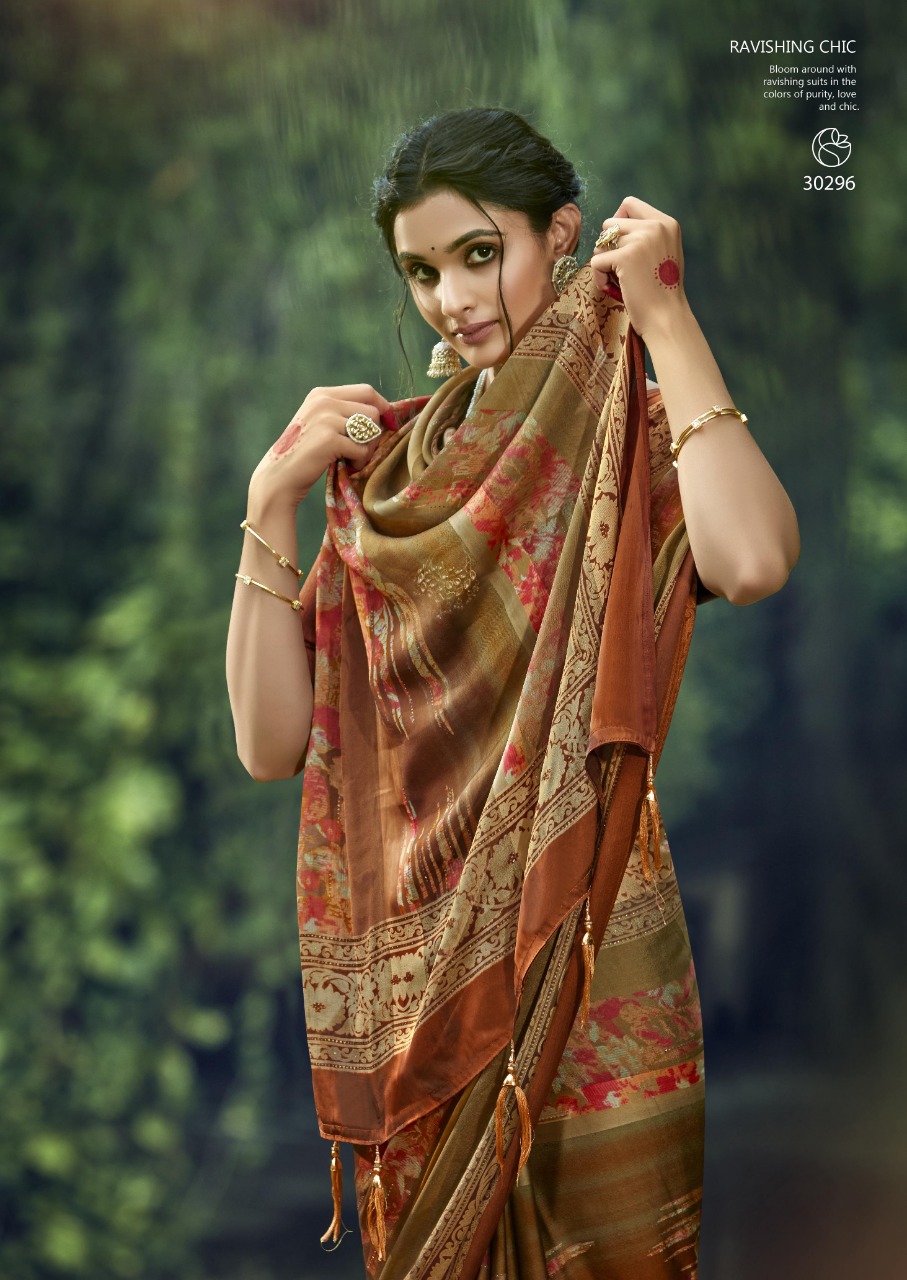 vallabhi prints flute satin graceful look saree catalog