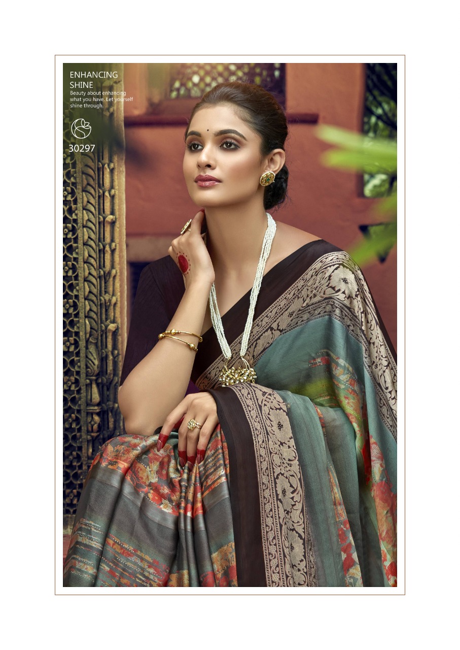 vallabhi prints flute satin graceful look saree catalog