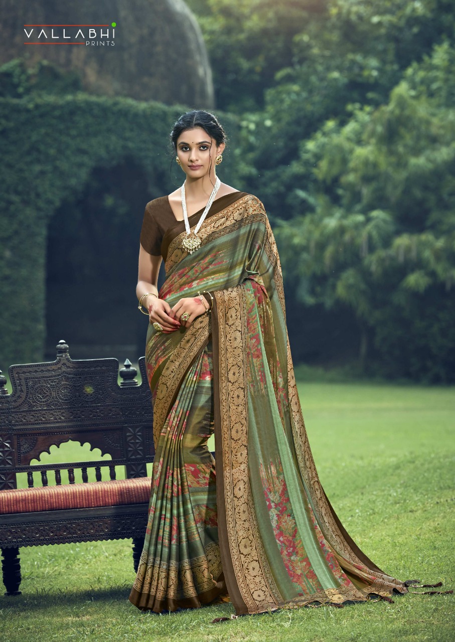 vallabhi prints flute satin graceful look saree catalog