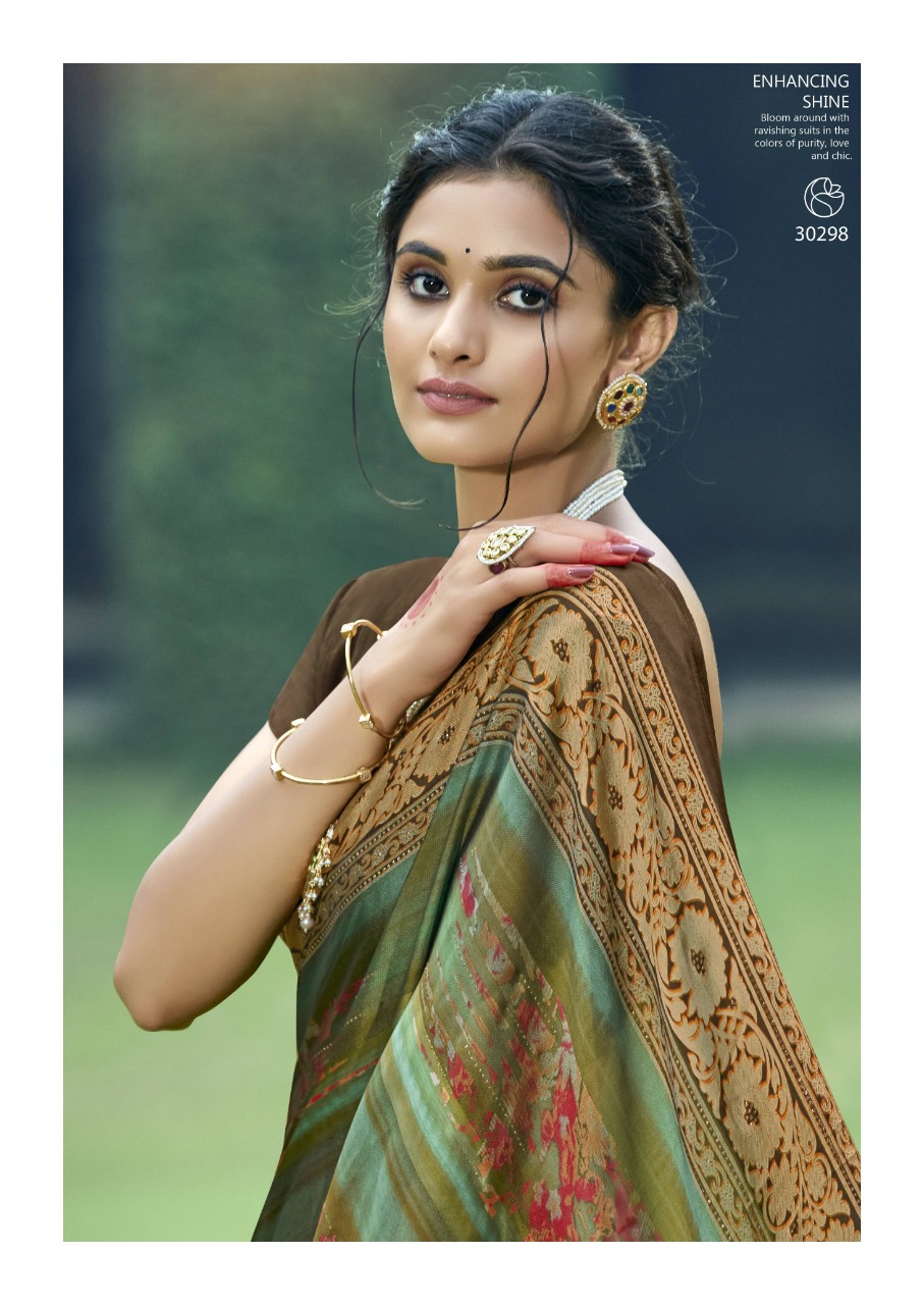 vallabhi prints flute satin graceful look saree catalog