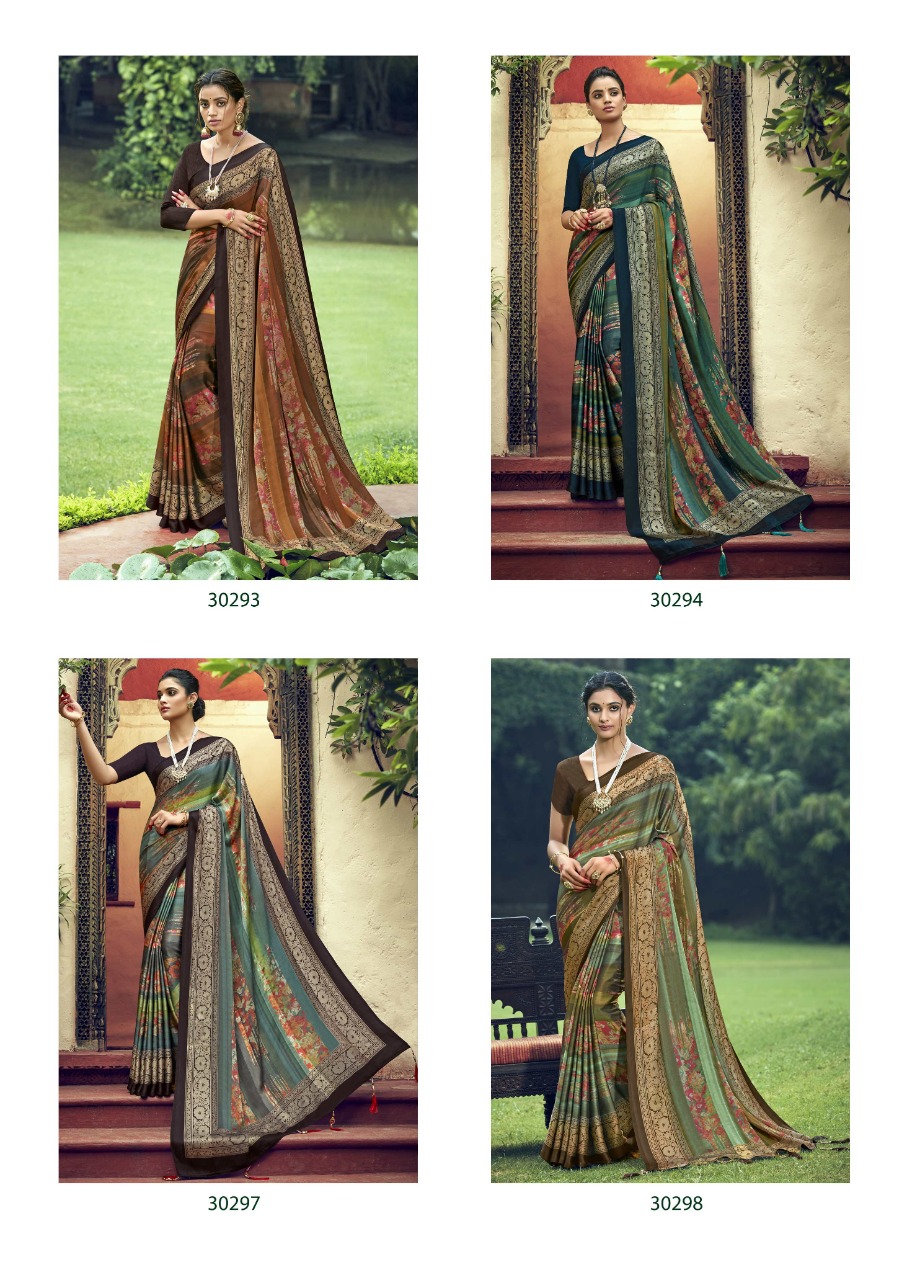 vallabhi prints flute satin graceful look saree catalog