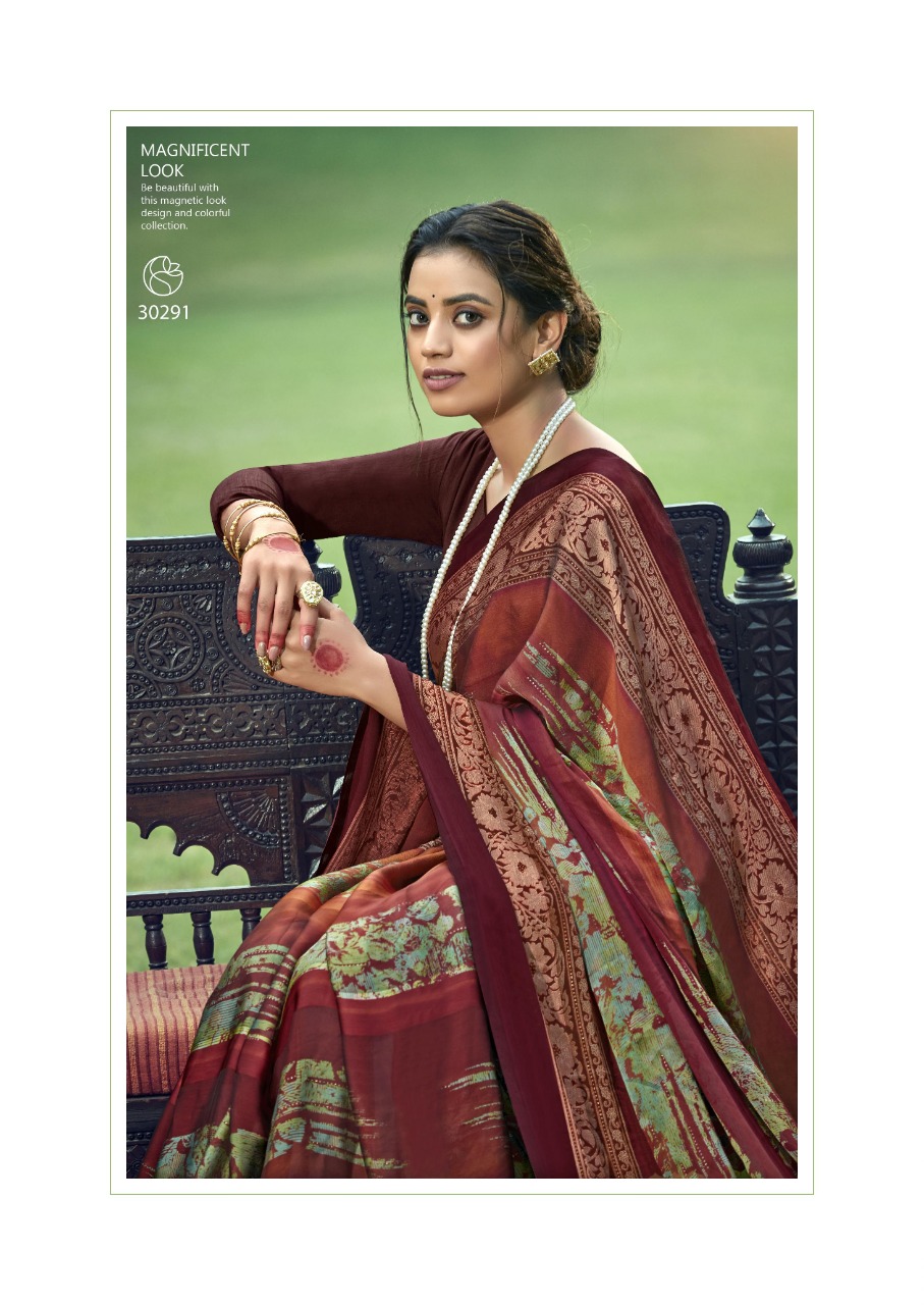 vallabhi prints flute satin graceful look saree catalog