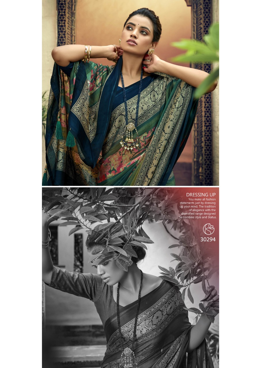 vallabhi prints flute satin graceful look saree catalog