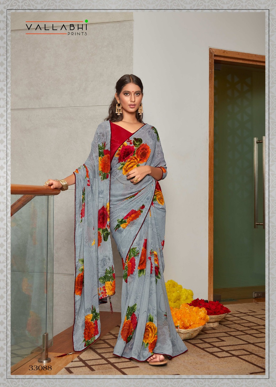 vallabhi prints freya weightless regal print saree catalog