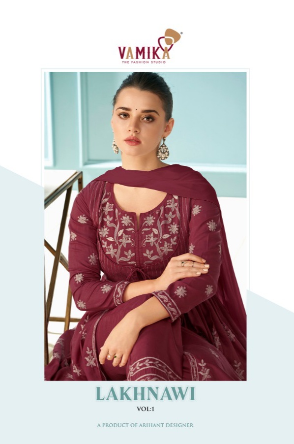 vamika lakhnawi vol 1 reyon elegant top bottom with dupatta catalog