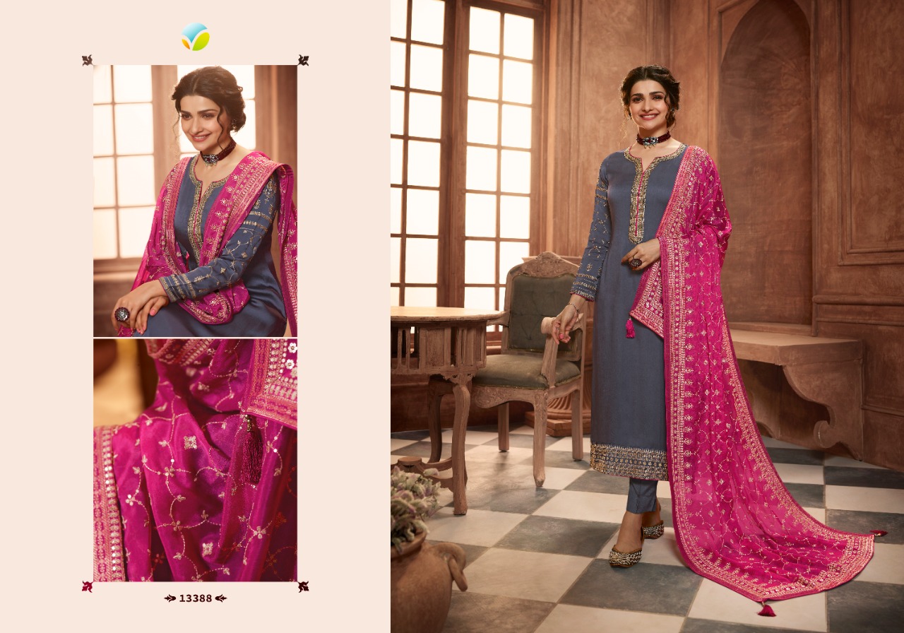 vinay fashion kaseesh season hitlist muslin satin attrective embroidary look salwar suit catalog