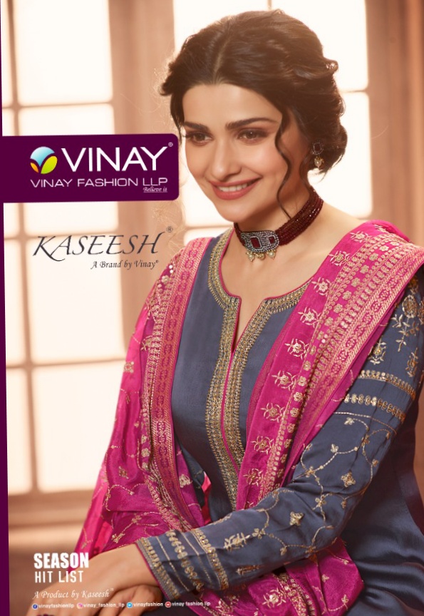 vinay fashion kaseesh season hitlist muslin satin attrective embroidary look salwar suit catalog