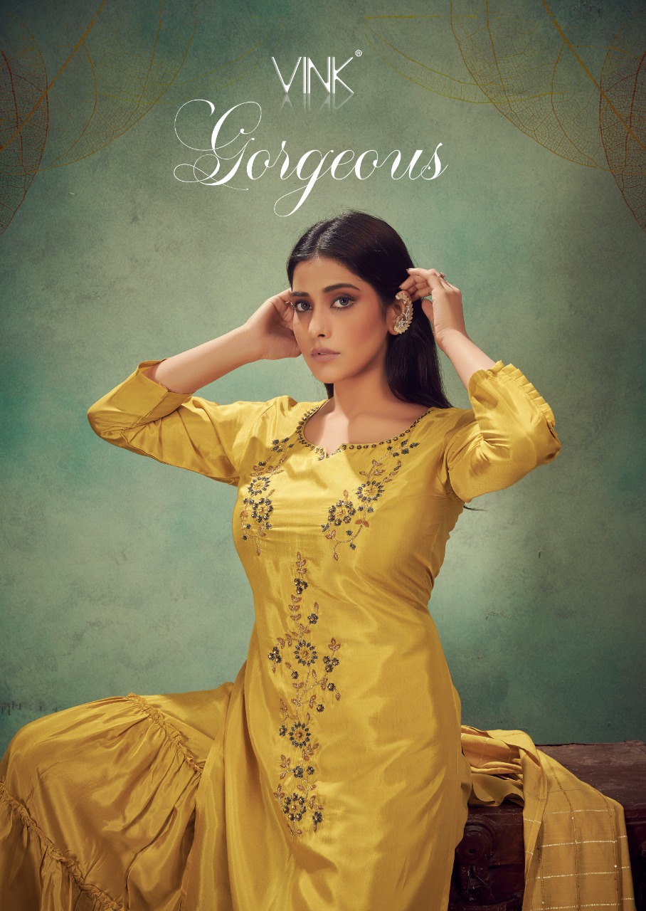 vink gorgeous viscose grandeur look kurti with sharara and jacquard dupatta catalog