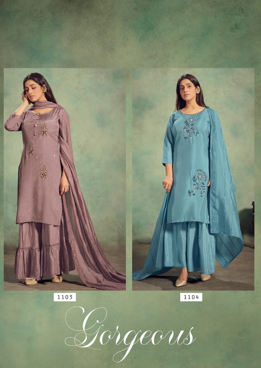 vink gorgeous viscose grandeur look kurti with sharara and jacquard dupatta catalog