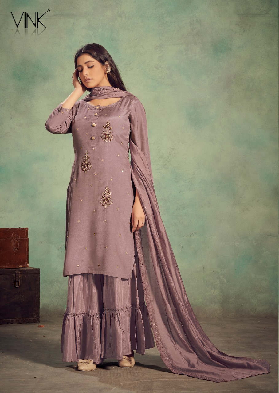 vink gorgeous viscose grandeur look kurti with sharara and jacquard dupatta catalog