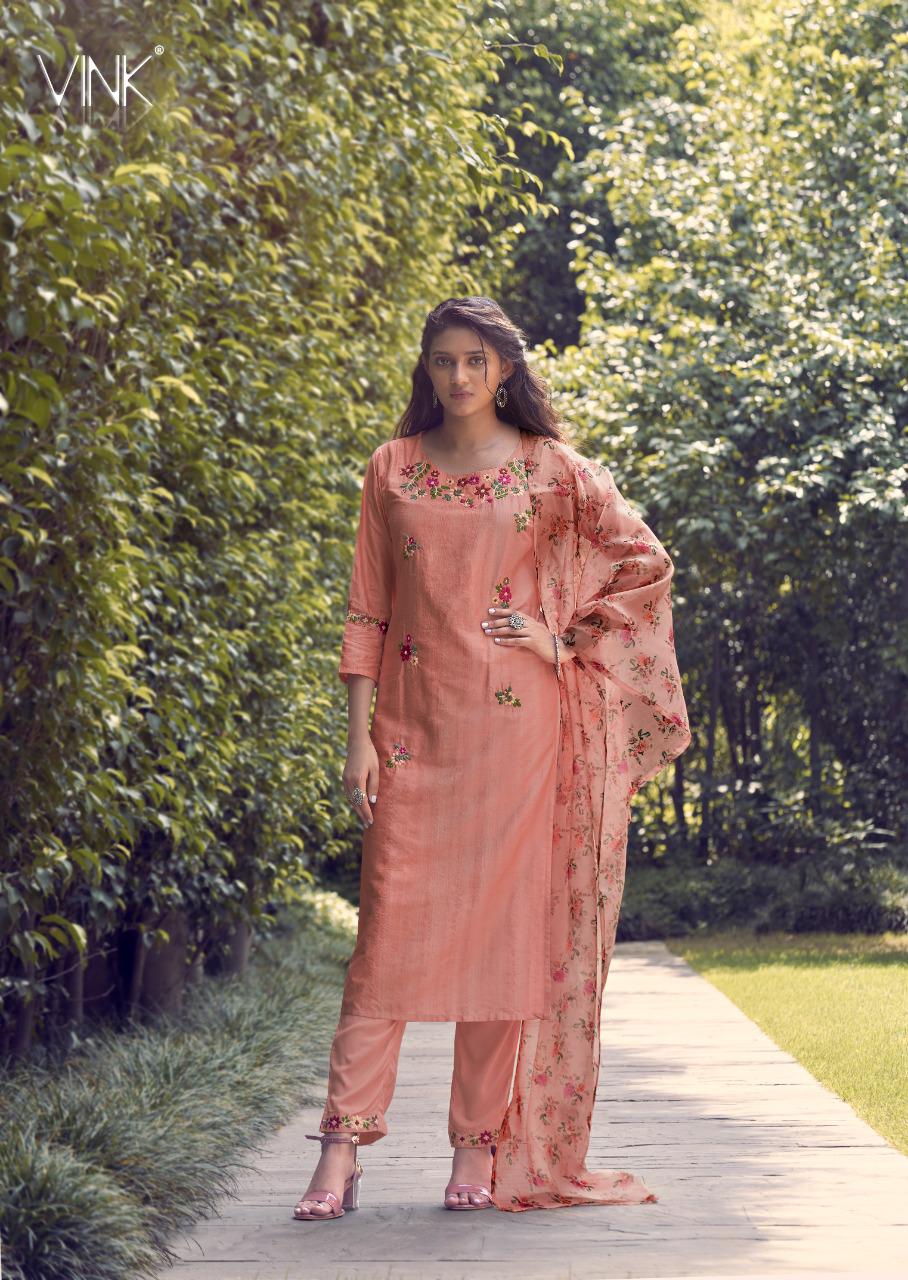 vink occasions  vol 2 viscose elegant top with pant and dupatta catalog