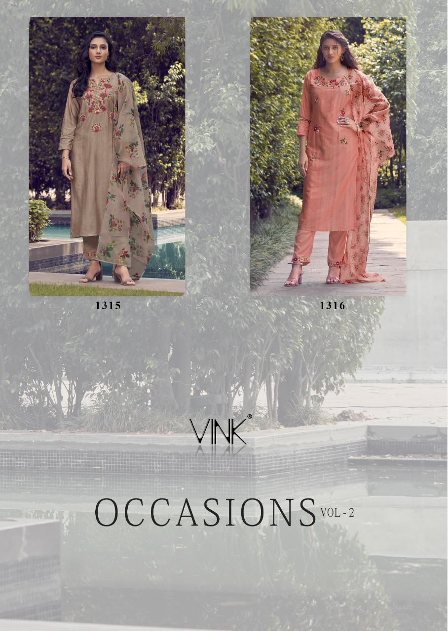 vink occasions  vol 2 viscose elegant top with pant and dupatta catalog