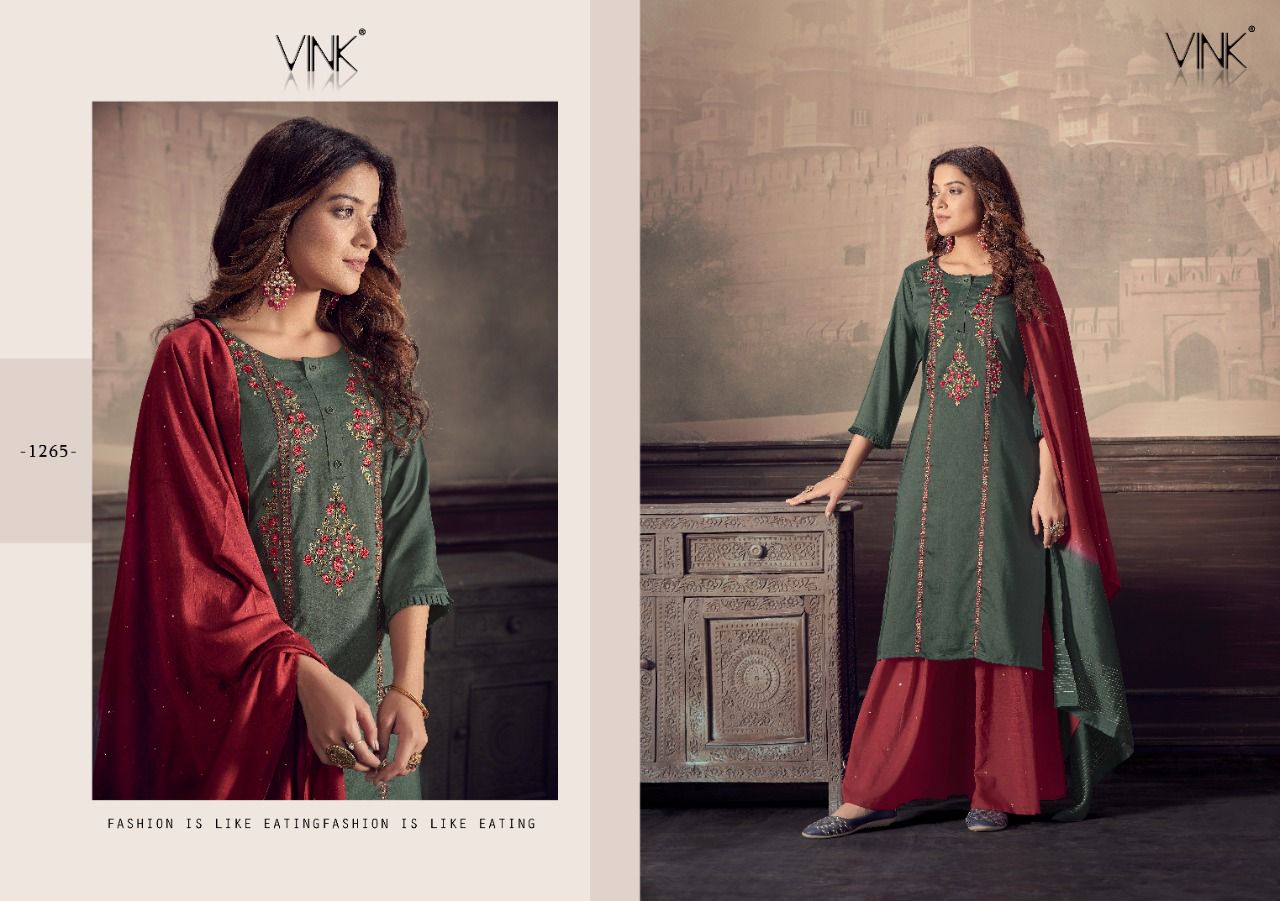 vink scarlet silk gorgeous look kurti dupatta with sharara catalog