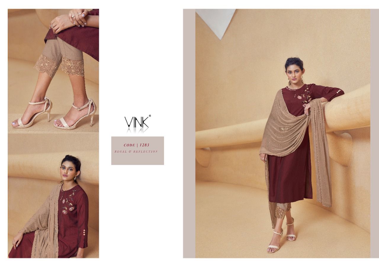 vink shimmer silk gorgeous look top with pant and dupatta catalog