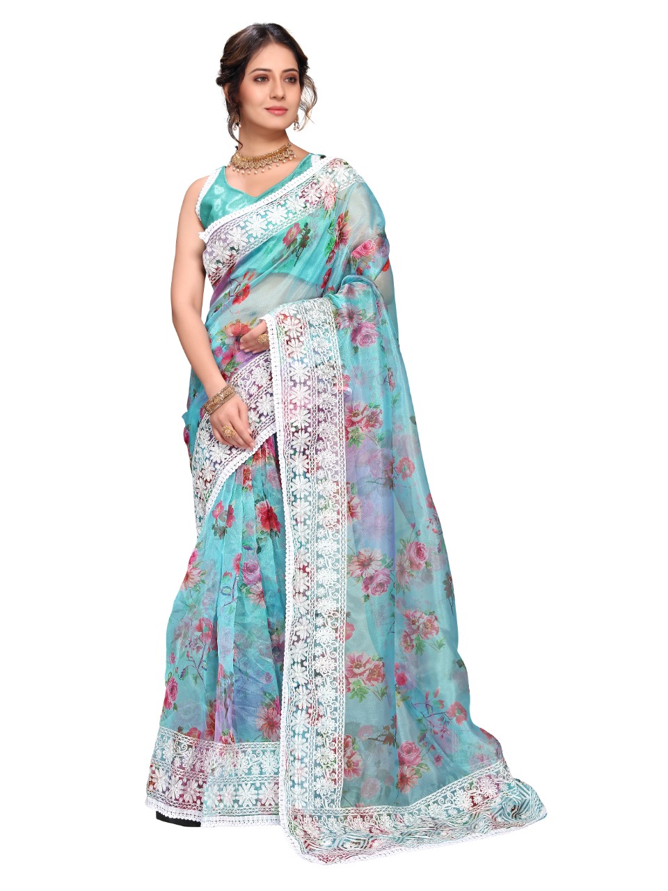 vivera international slyvie organza  decent look saree catalog