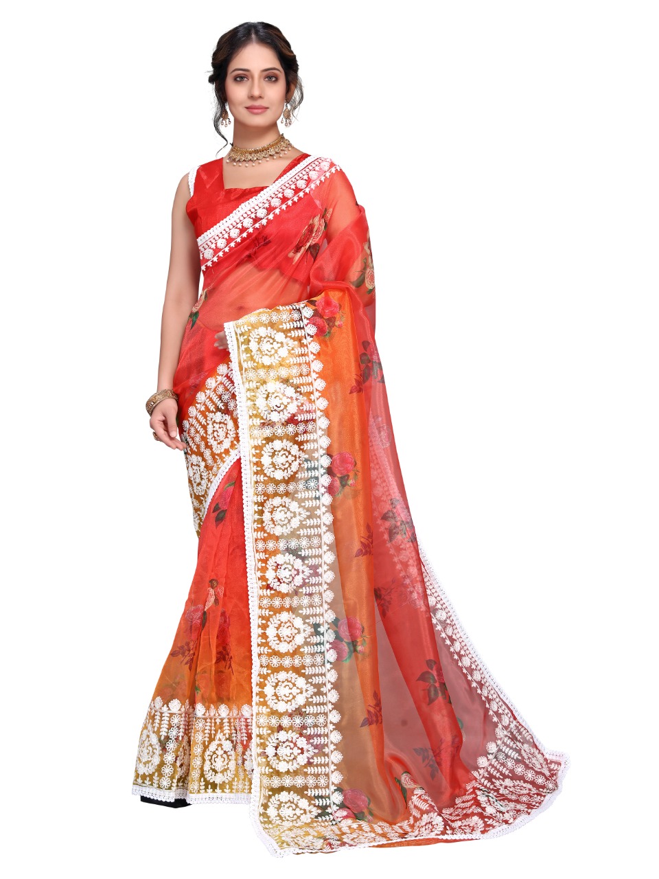 vivera international slyvie organza  decent look saree catalog