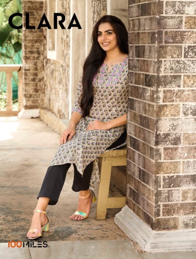 100 miles clara cotton attractive fancy kurti catalog