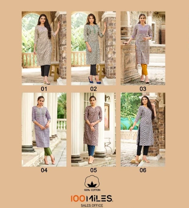 100 miles clara cotton attractive fancy kurti catalog