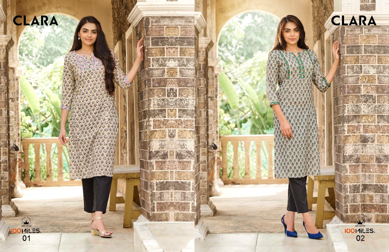 100 miles clara cotton attractive fancy kurti catalog