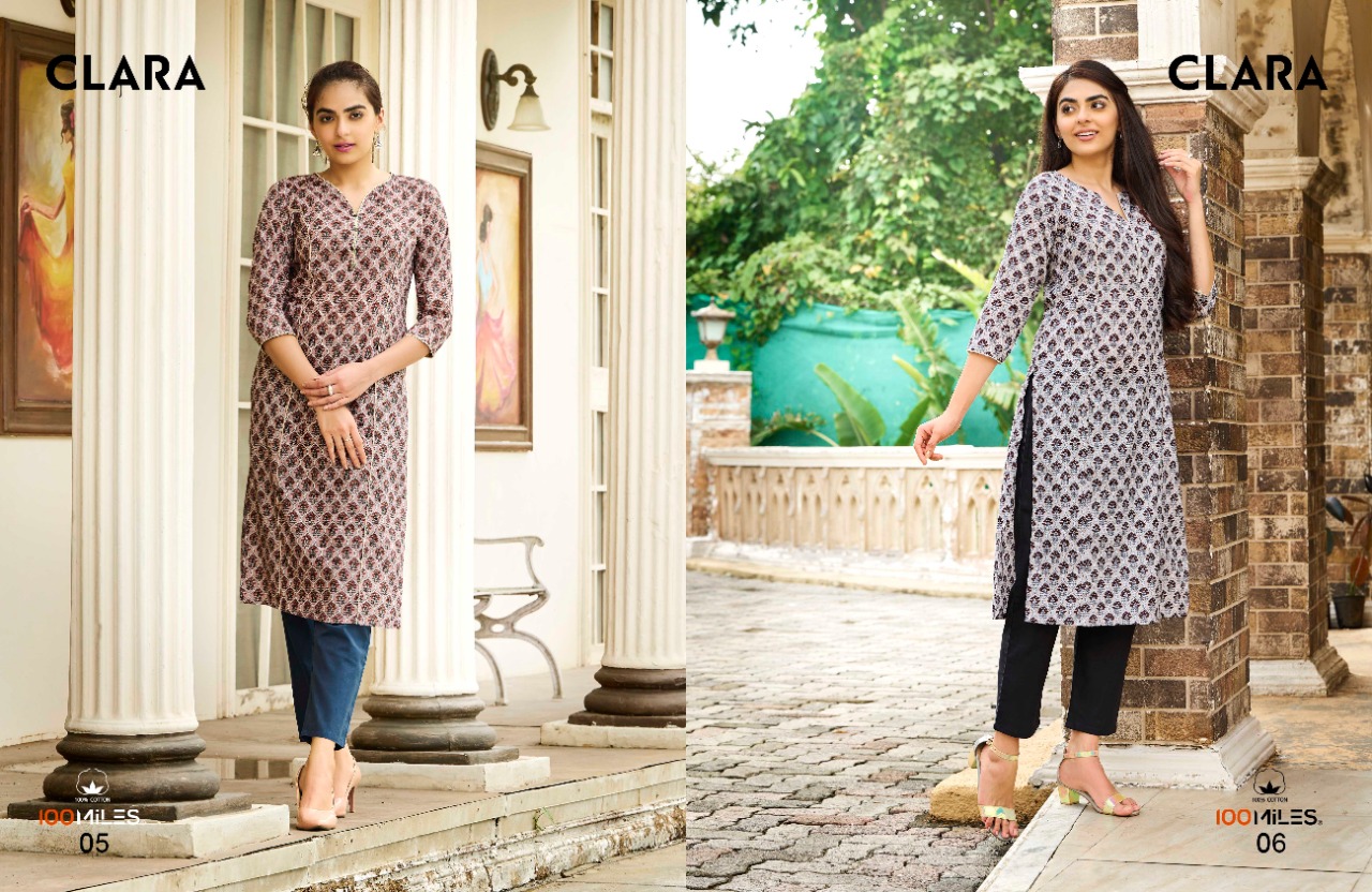 100 miles clara cotton attractive fancy kurti catalog