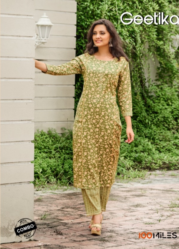 100 Milles geetika cotton new and modern style kurti with combo pant catalog