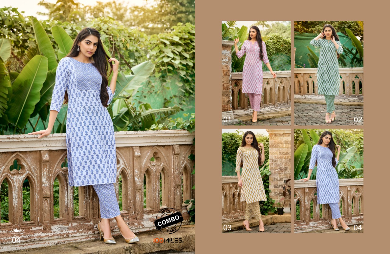 100 Milles siri miri cotton new and modern style kurti with combo pant catalog