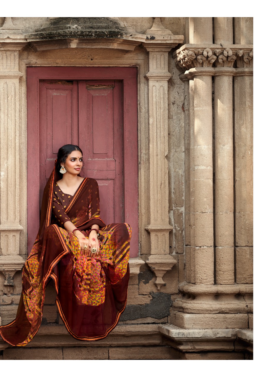 lt kashvi creation jasleen georgget elegant print saree catalog