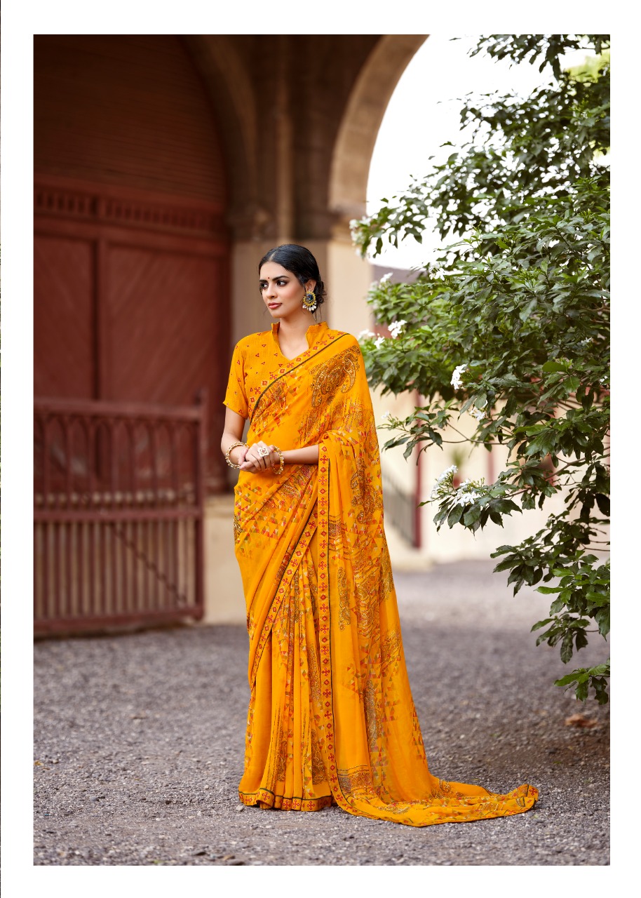 lt kashvi creation jasleen georgget elegant print saree catalog