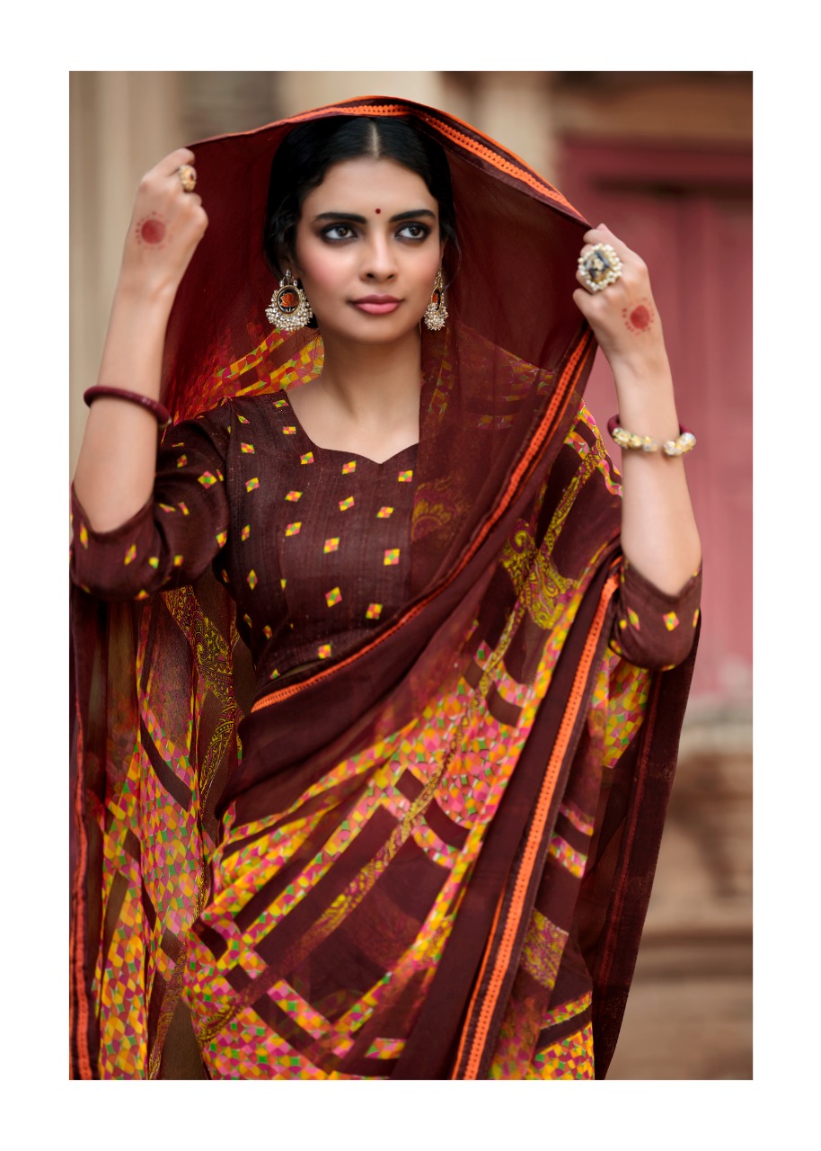 lt kashvi creation jasleen georgget elegant print saree catalog