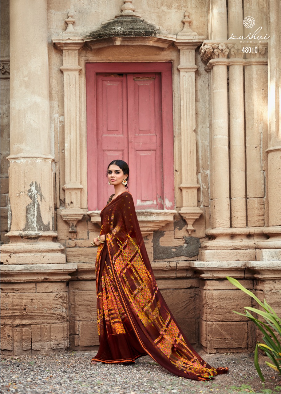 lt kashvi creation jasleen georgget elegant print saree catalog