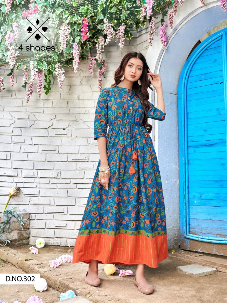 4 shades sundari vol 3 rayon regal look gown style kurti catalog