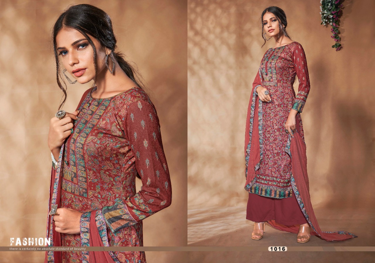 Bipson kashmiri queen Woollen Pashmina exclusive digital print salwar suit catalog